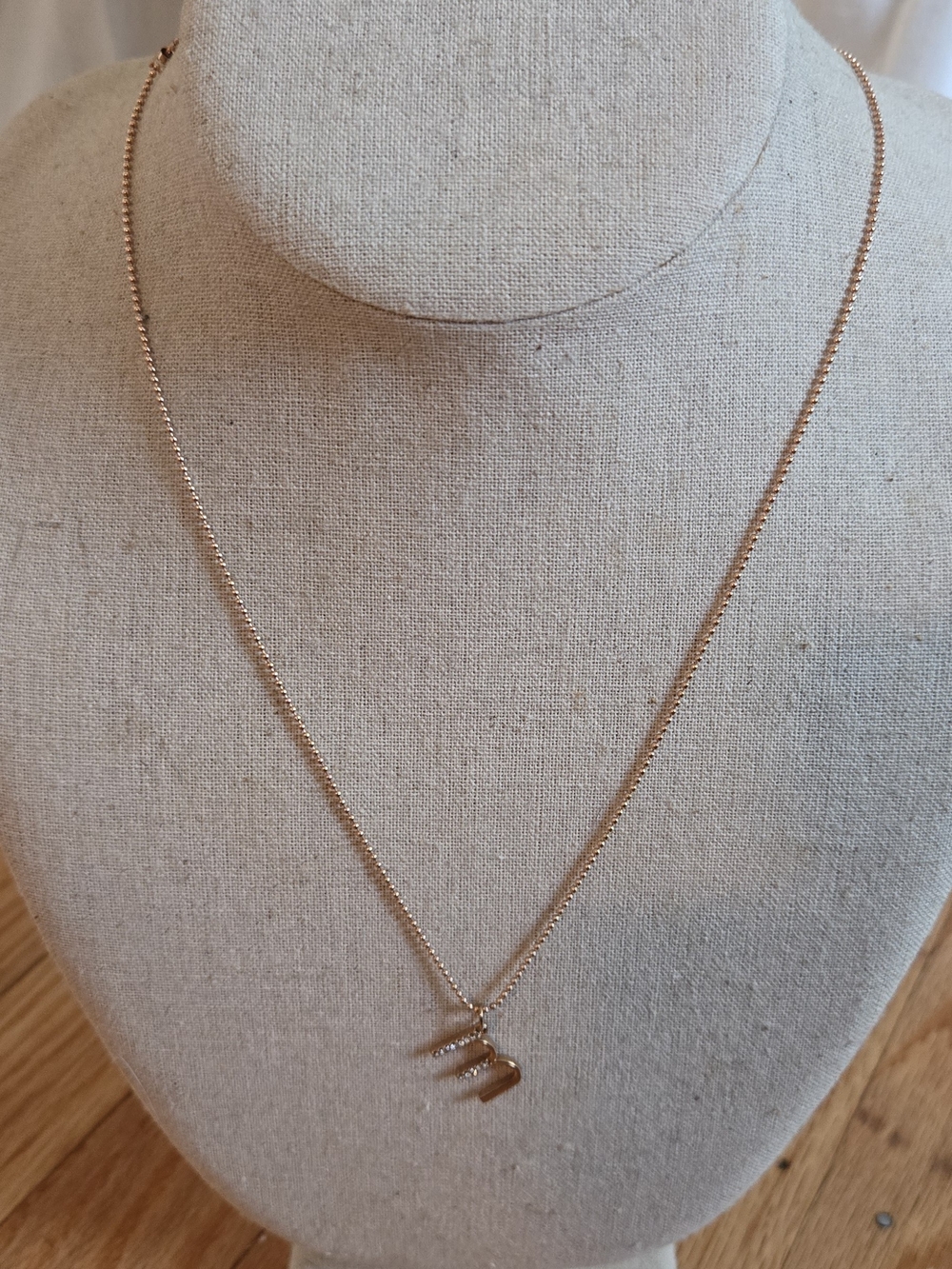 Stella & Dot Rose Gold Initial M Pendant Necklace
